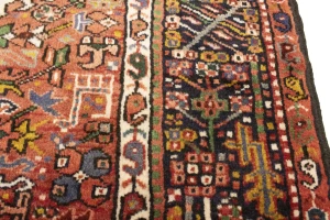 Muted Rusty Red Semi Antique Tribal Geometric 4X5 Karajeh Persian Oriental Rug
