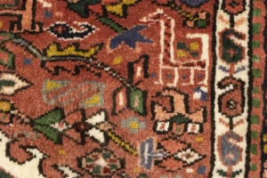 Muted Rusty Red Semi Antique Tribal Geometric 4X5 Karajeh Persian Oriental Rug