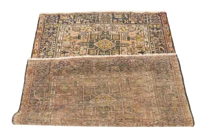 Muted Rusty Red Semi Antique Tribal Geometric 4X5 Karajeh Persian Oriental Rug