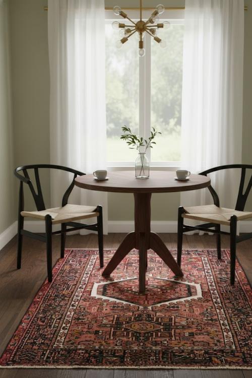 Semi Antique Tribal Geometric 4X5 Karajeh Persian Rug