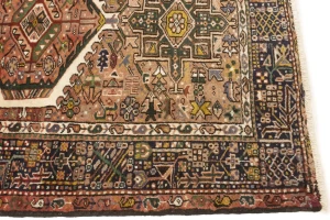 Muted Rusty Red Semi Antique Tribal Geometric 4X5 Karajeh Persian Oriental Rug