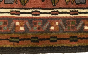 Vintage Rusty Red Geometric 2X6 Karajeh Persian Runner Rug