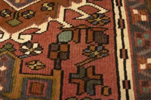 Vintage Rusty Red Geometric 2X6 Karajeh Persian Runner Rug