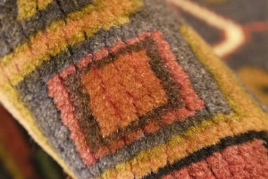 Vintage Rusty Red Geometric 2X6 Karajeh Persian Runner Rug