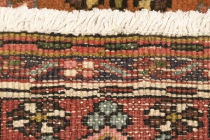 Vintage Rusty Red Geometric 2X6 Karajeh Persian Runner Rug