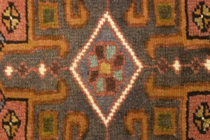 Vintage Rusty Red Geometric 2X6 Karajeh Persian Runner Rug