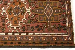 Vintage Rusty Red Geometric 2X6 Karajeh Persian Runner Rug