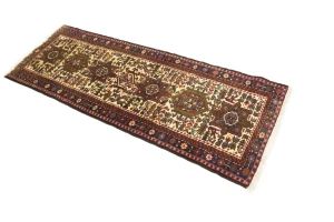 Vintage Cream Geometric 2X6 Karajeh Persian Runner Rug