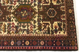 Vintage Cream Geometric 2X6 Karajeh Persian Runner Rug