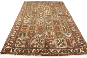 Brown Vintage Floral 7X10 Bakhtiari Persian Rug