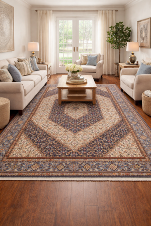 Vintage Cream Floral Classic 7X11 Mood Persian Rug