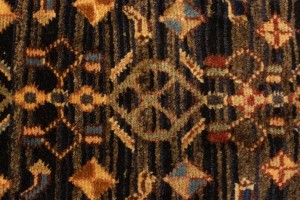 Vintage Charcoal Tribal 4X10 Koliaie Sanandaj Persian Runner Rug