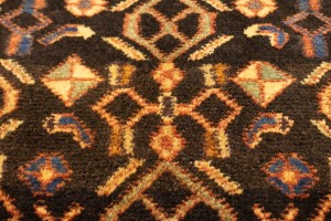 Vintage Charcoal Tribal 4X10 Koliaie Sanandaj Persian Runner Rug