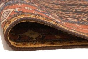 Vintage Charcoal Tribal 4X10 Koliaie Sanandaj Persian Runner Rug