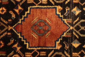 Vintage Charcoal Tribal 4X10 Koliaie Sanandaj Persian Runner Rug