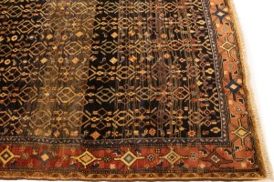Vintage Charcoal Tribal 4X10 Koliaie Sanandaj Persian Runner Rug