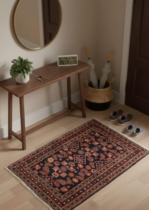 Vintage Plum Floral 2X3 Ardebil Persian Rug