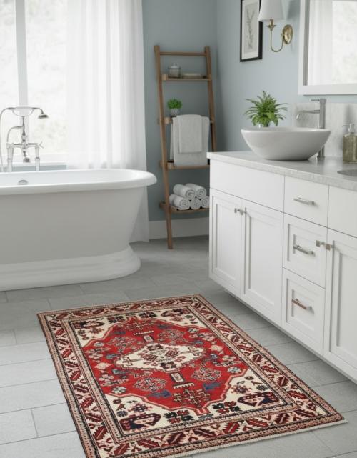 Vintage Cream Geometric 2'5X3'5 Heriz Persian Rug