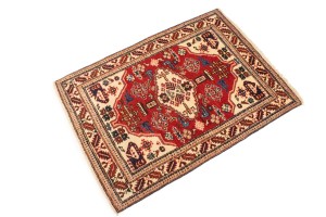 Vintage Cream Geometric 2'5X3'5 Heriz Persian Rug