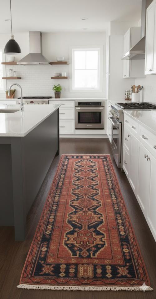 Vintage Rusty Red Tribal 5X9 Hamedan Persian Runner Rug