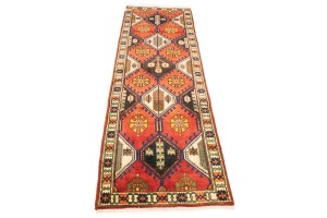 Vintage Rusty Red Floral 3'5X10'3 Bakhtiari Persian Runner Rug