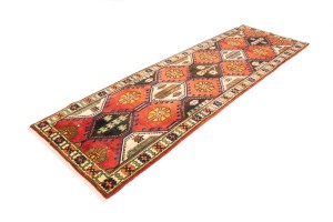 Vintage Rusty Red Floral 3'5X10'3 Bakhtiari Persian Runner Rug