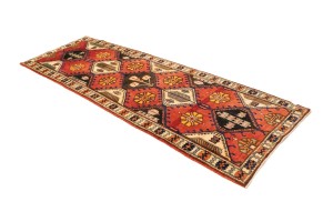 Vintage Rusty Red Floral 3'5X10'3 Bakhtiari Persian Runner Rug