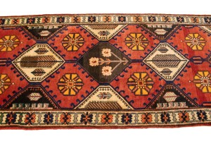 Vintage Rusty Red Floral 3'5X10'3 Bakhtiari Persian Runner Rug