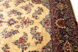 Semi Antique Cream Traditional 10X14 Yazd Persian Rug