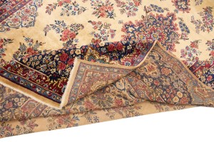 Semi Antique Cream Traditional 10X14 Yazd Persian Rug