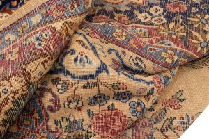 Semi Antique Cream Traditional 10X14 Yazd Persian Rug