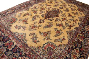 Semi Antique Cream Traditional 10X14 Yazd Persian Rug