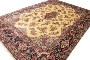 Semi Antique Cream Traditional 10X14 Yazd Persian Rug