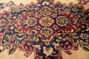 Semi Antique Cream Traditional 10X14 Yazd Persian Rug