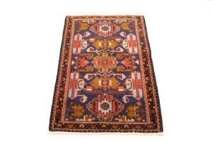 Vintage Purple-navy Tribal 2'9X4 Hamedan Persian Rug