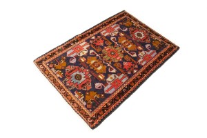 Vintage Purple-navy Tribal 2'9X4 Hamedan Persian Rug