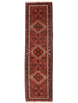 Vintage Bittersweet Red Geometric 2'5X9'5 Karajeh Persian Runner Rug