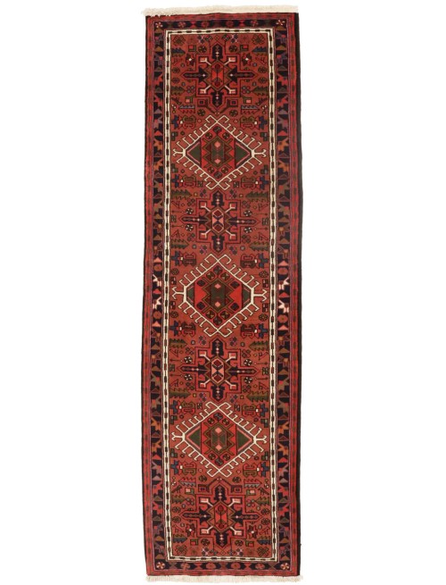 Vintage Bittersweet Red Geometric 2'5X9'5 Karajeh Persian Runner Rug