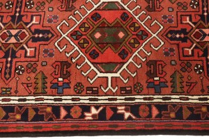 Vintage Bittersweet Red Geometric 2'5X9'5 Karajeh Persian Runner Rug