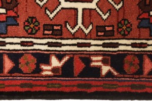 Vintage Bittersweet Red Geometric 2'5X9'5 Karajeh Persian Runner Rug
