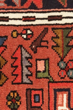 Vintage Bittersweet Red Geometric 2'5X9'5 Karajeh Persian Runner Rug