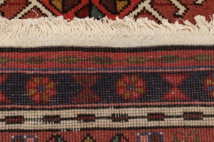 Vintage Bittersweet Red Geometric 2'5X9'5 Karajeh Persian Runner Rug