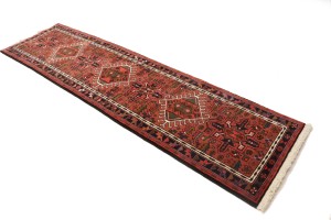 Vintage Bittersweet Red Geometric 2'5X9'5 Karajeh Persian Runner Rug