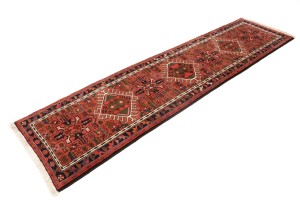 Vintage Bittersweet Red Geometric 2'5X9'5 Karajeh Persian Runner Rug