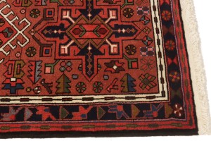 Vintage Bittersweet Red Geometric 2'5X9'5 Karajeh Persian Runner Rug