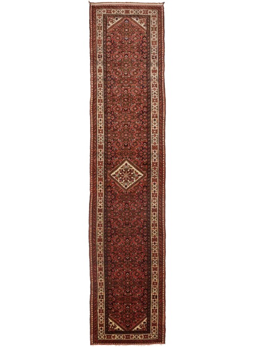 Vintage Bittersweet Red Tribal 3X13 Hamedan Persian Runner Rug