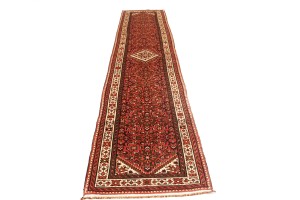Vintage Bittersweet Red Tribal 3X13 Hamedan Persian Runner Rug