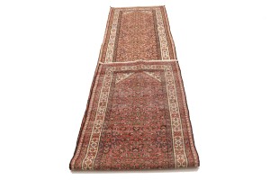 Vintage Bittersweet Red Tribal 3X13 Hamedan Persian Runner Rug