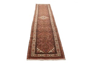 Vintage Bittersweet Red Tribal 3X13 Hamedan Persian Runner Rug