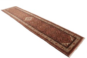 Vintage Bittersweet Red Tribal 3X13 Hamedan Persian Runner Rug